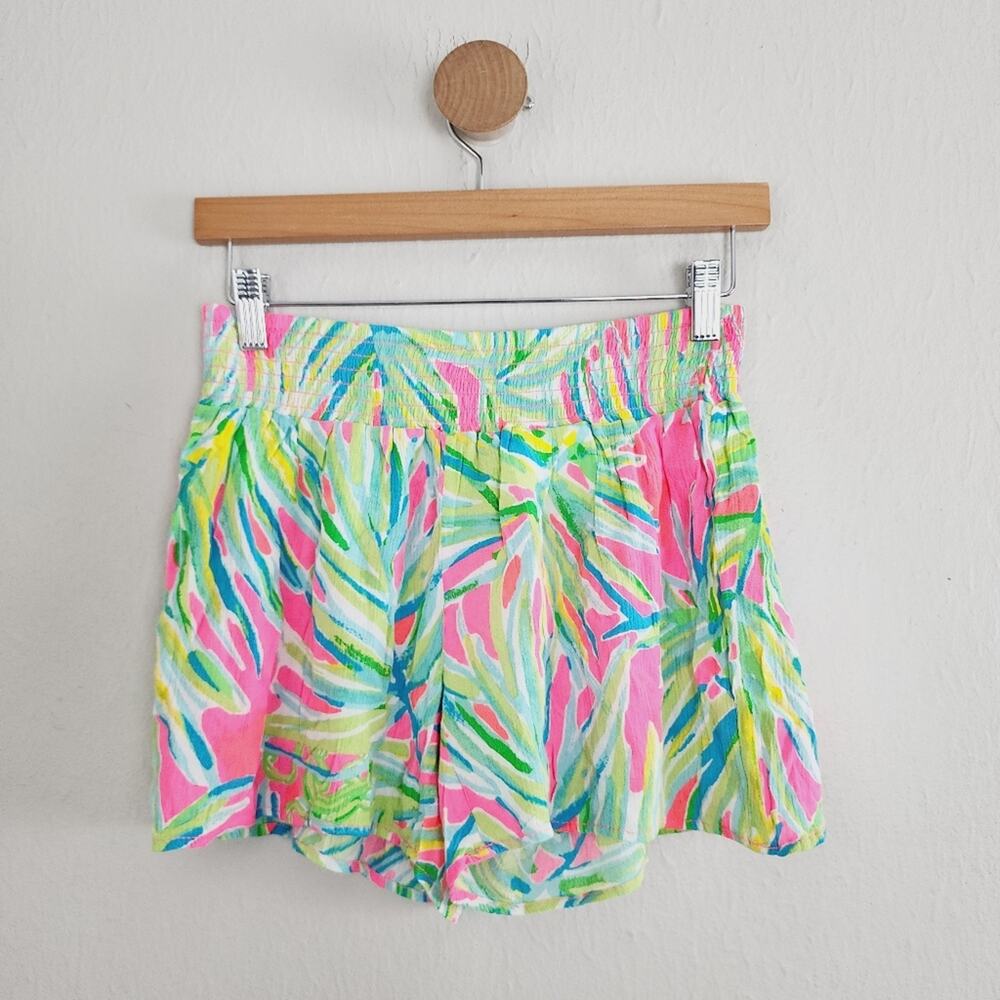 Lilly Pulitzer Tiki Pink Kat Shorts Flowy Neon Tropical Resort Wear Size S